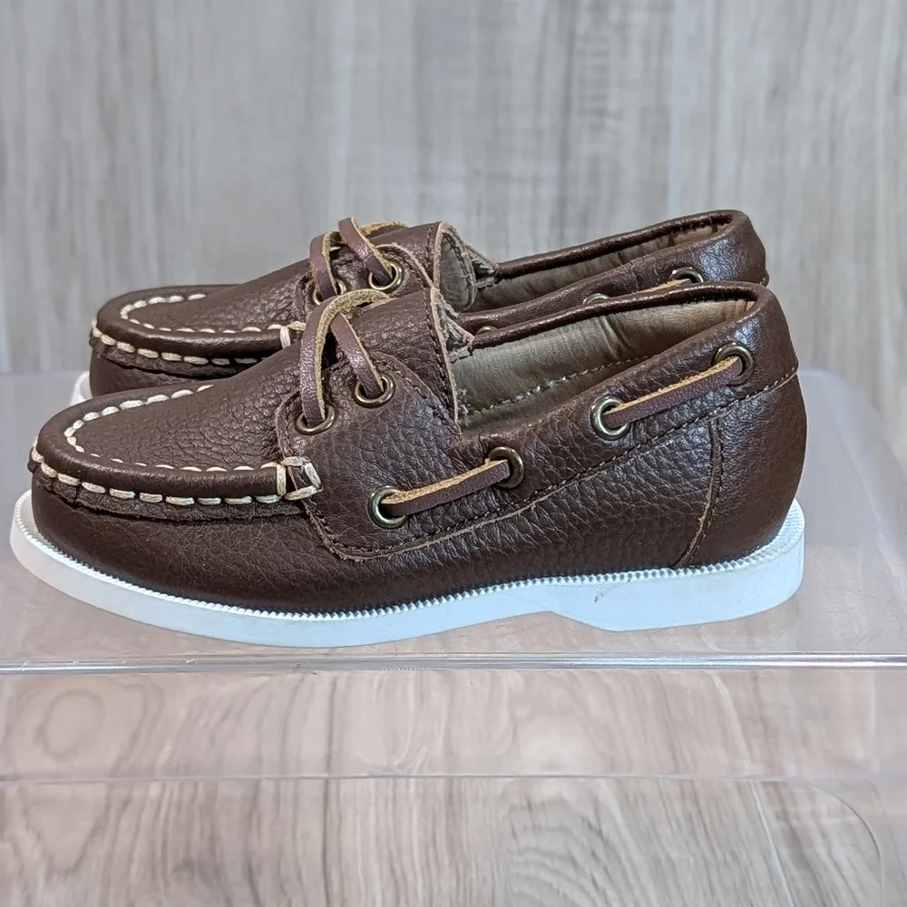 Janie and Jack Brown Leather Boat Shoes